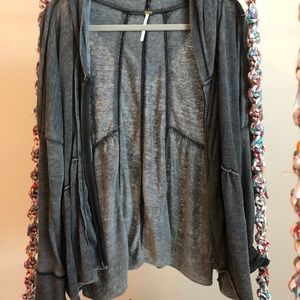 Free People Charcoal Zip Up with Hood size small